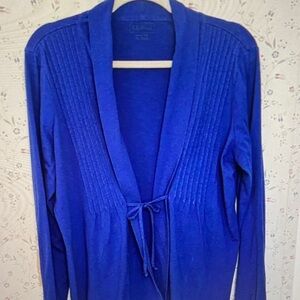 L.L. Bean Royal Blue Open-Front Cardigan with Waist Tie